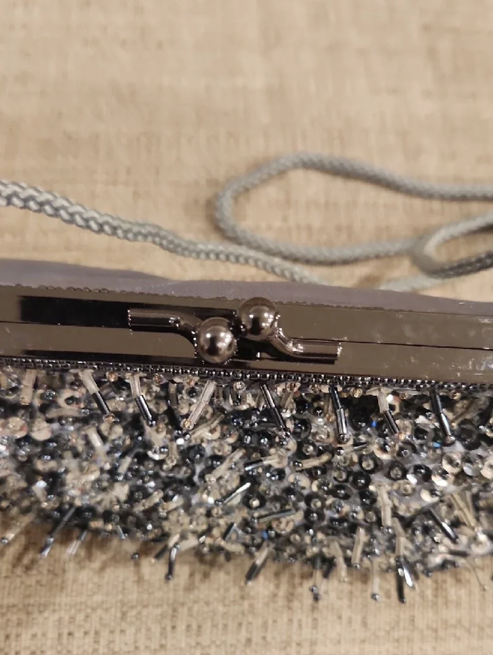 Sequined Evening Shoulder Bag in Black and Silver - Picture 4 of 6